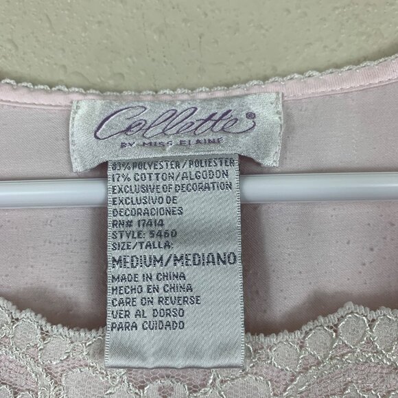 Vintage Collette by Miss Elaine Pink Floral Embroidered Nightgown Size Medium - Picture 4 of 6